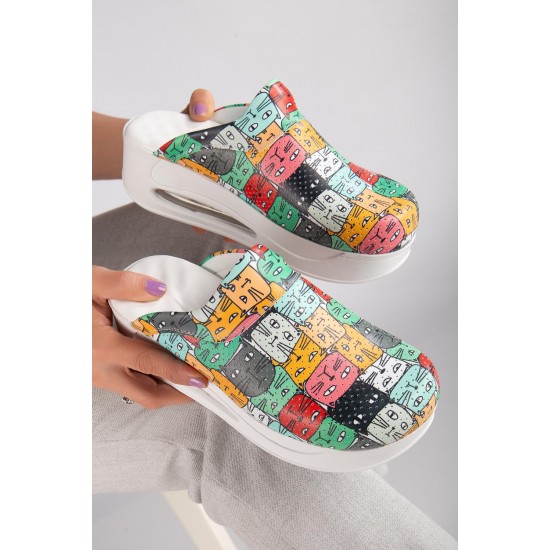 Kedi Desenli Ortopedik Airmax Sabo Terlik